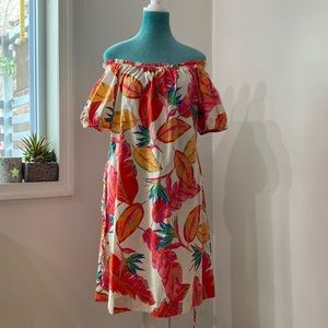 NINE WEST women dress, size S,Floral Puff sleeve , T-shirt pink waist tie💓🌸